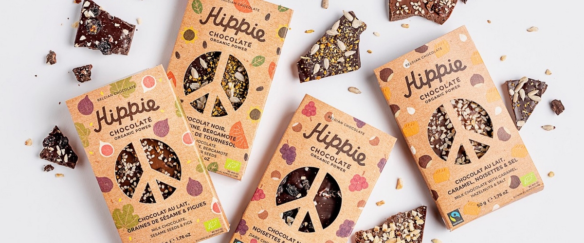 Awex, entreprise Choc & Co, chocolat belgemarque – Hippie -, « née de la volonté d’agir pour notre planète », marque phare Café-Tasse, 100% bio, labellisée Fairtrade, emballée dans un papier écologique biodégradable, bien-être aux personnes qui cultivent le cacao, consommateurs
