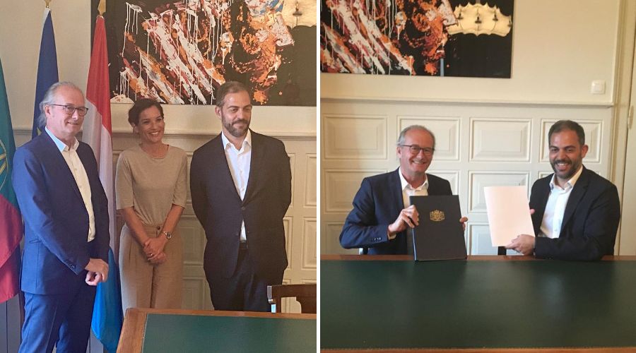 Les ministres Claude Turmes et Duarte Cordeira, accompagnés par la secrétaire d'État en charge de l'Énergie et du Climat, Ana Fontoura Gouveia