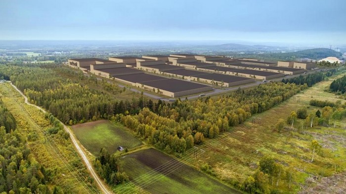 Vue d'artiste du projet de Northvolt portant sur la construction d'une grande usine de batteries dans le nord-est de la Suède.
