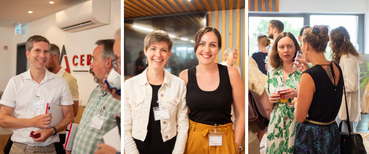 Jérôme Petry (ministère de l'Économie) et Bruno Domange (Syndicat Kanton Réiden), Patty Koppes et Ariane Bouvy (Circular Innovation Hub), Carole Henry (Terra Matters)