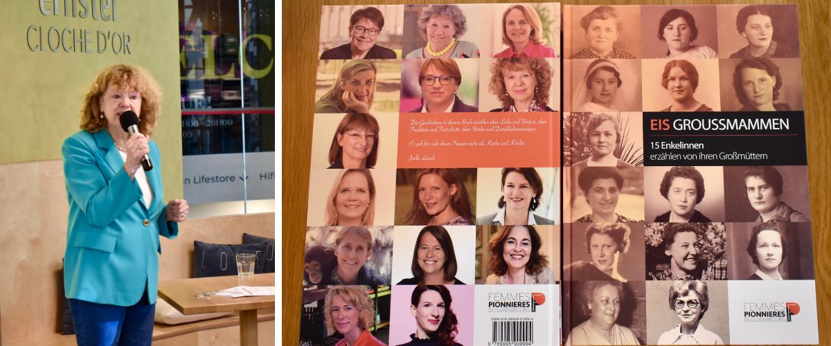 Joëlle Letsch, présidente de l'asbl / Les petites-filles et les grands-mères, en couverture du livre