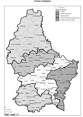 La carte des 5 secteurs écologiques est la base du nouveau système de compensation. 