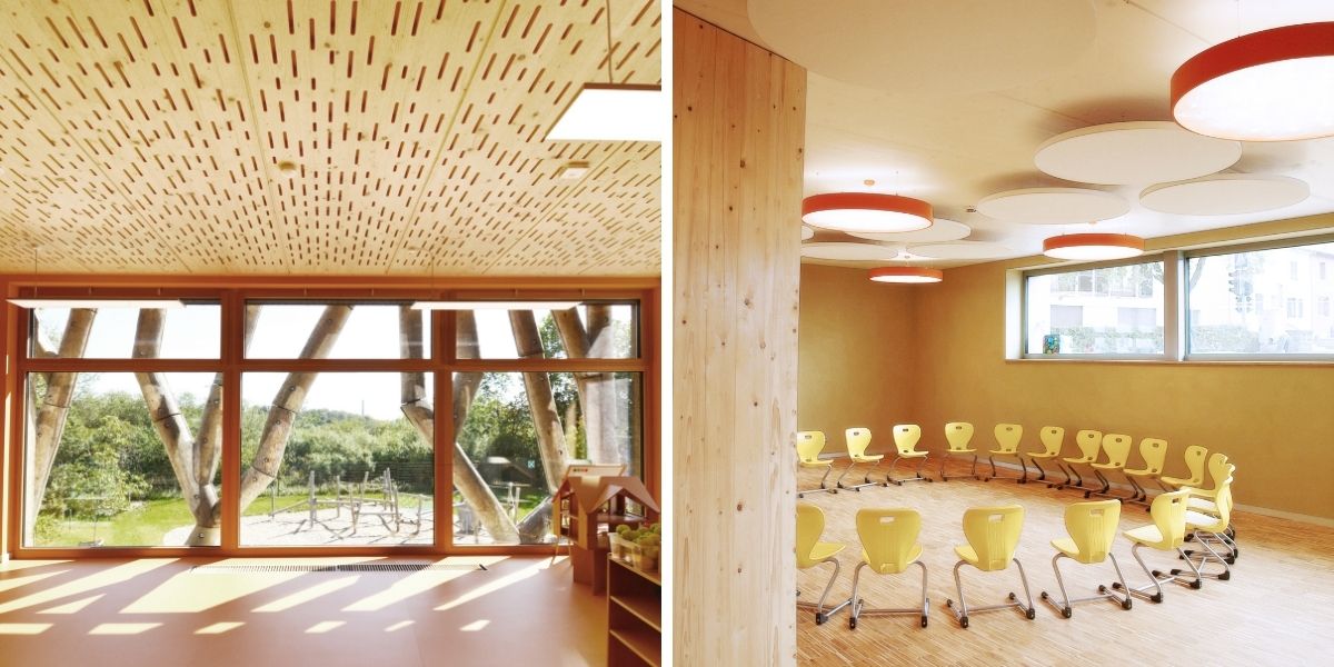 Projet à Howald DGNB Platinium et Maison relais de l'école d'Alzingen avec enduit argile