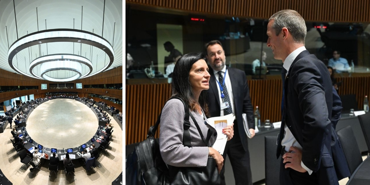 Vannia Gava (Deputy Minister for the Environment and Energy Security, Italy) et Serge Wilmes lors du Conseil « Environnement » de l'Union européenne à Luxembourg