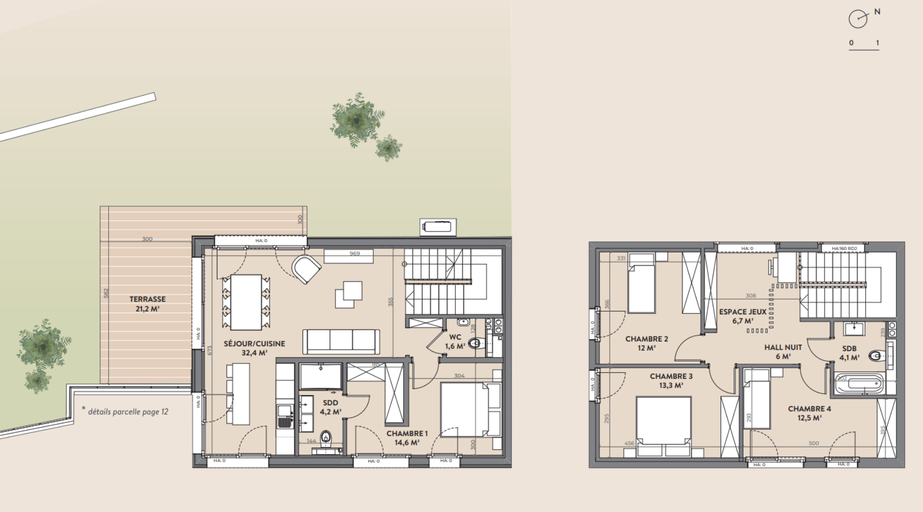 Plan maison Bourscheid - Rez-de-chaussée et étage