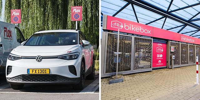 L'offre de carsharing FLEX et les parkings à vélos sécurisés bikebox