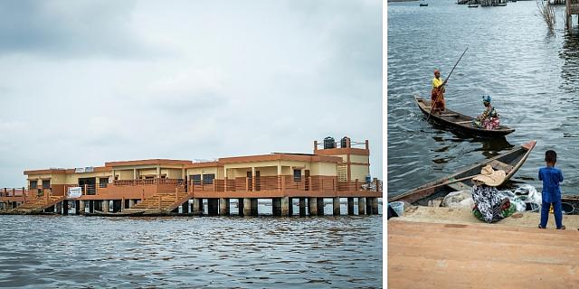 Au sud du Bénin, une maternité a été bâtie sur pilotis dans une zone marécageuse, accessible uniquement en barque.