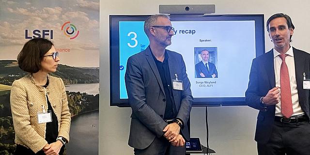 Nicoletta Centofanti (LSFI), Serge Weyland (ALFI) et Geoffroy Marcassoli (PwC Luxembourg)