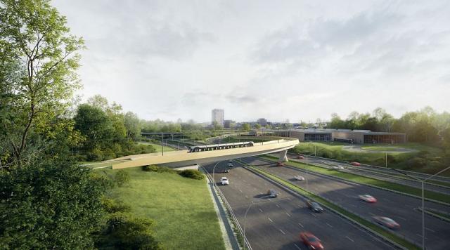 Tronçon E : ouvrage d'art enjambant l'autoroute A1