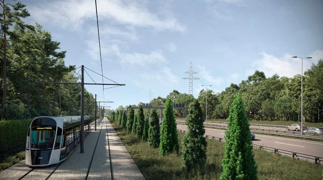 Tronçon E : boulevard végétalisé traversant le Findel