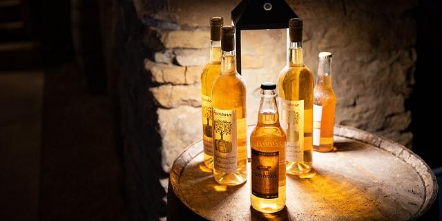 Les jus et cidres de qualité supérieure Ramborn dans la cave de Born