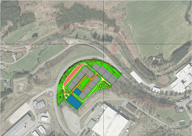 Plan provisoire du nouveau plateau de la zone d'activité régionale Salzbaach Wiltz-Winseler, développé selon les principes de l'économie circulaire.