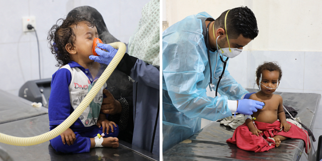 Unité respiratoire de l'hôpital mère-enfant de MSF à Houban