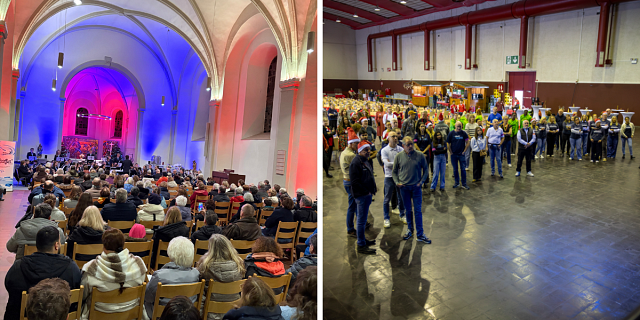 Concert de bienfaisance de l'Harmonie de la Commune de Schuttrange / 27ᵉ fête de Noël de la Stëmm vun der Strooss, organisée le 18 décembre 2025 au centre culturel Victor Hugo