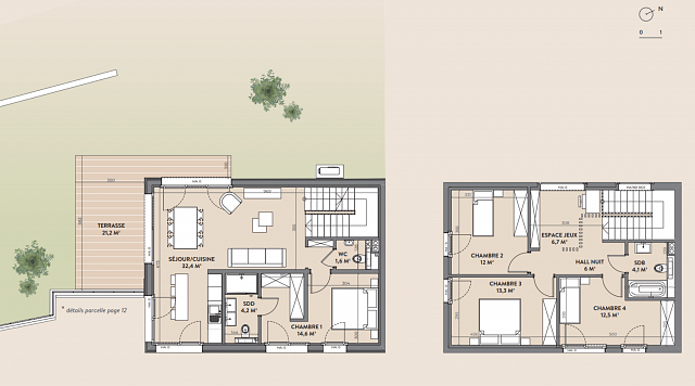 Plan maison Bourscheid - Rez-de-chaussée et étage