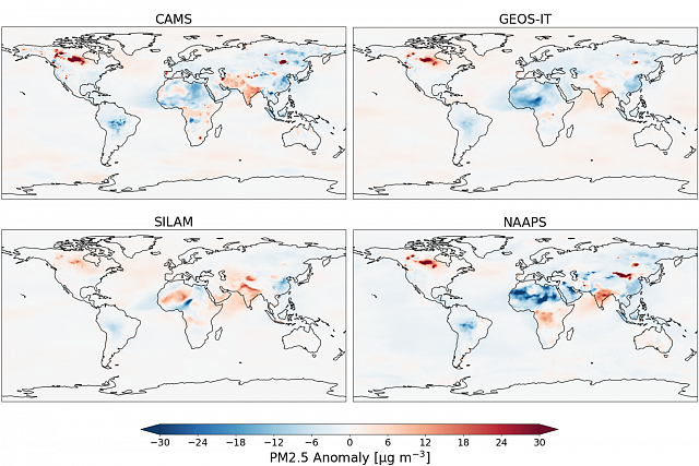 Third-party maps. These maps were provided by CAMS, NASA GEOS-IT, the Finnish Meteorological Institute's SILAM and NAAPS on 11 May 2026 and may not fully align with United Nations and WMO map guidance.