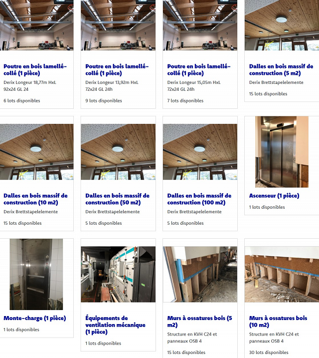 Exemple de produits disponibles sur la plateforme