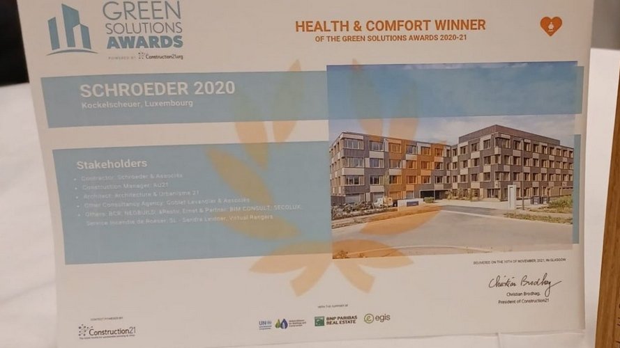 Green Solutions Award pour Schroeder & Associés