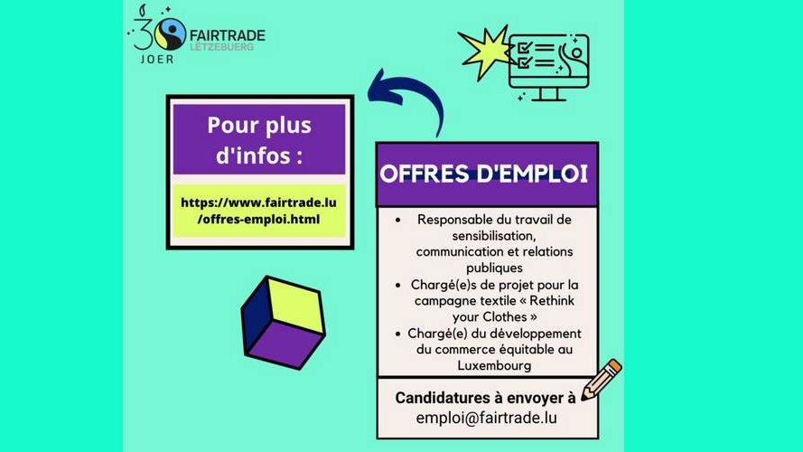 L'ONG Fairtrade Lëtzebuerg recrute !