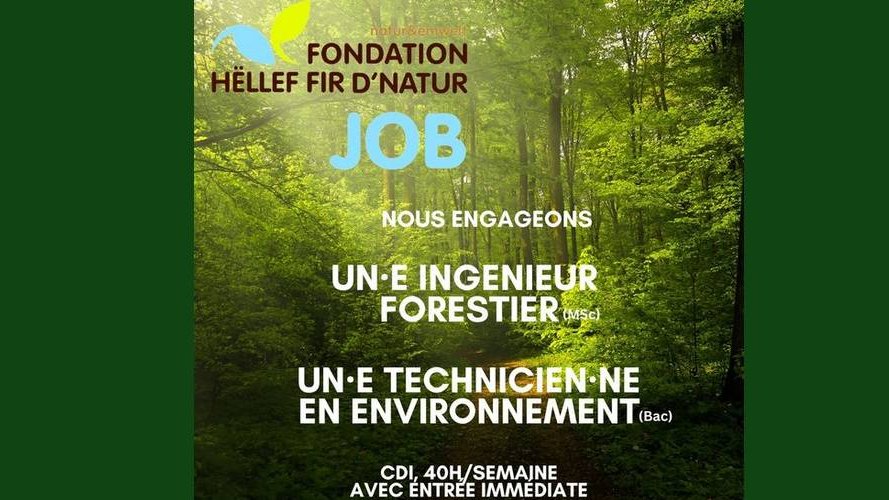 Fondation Hëllef fir d'Natur de natur&ëmwelt recrute !
