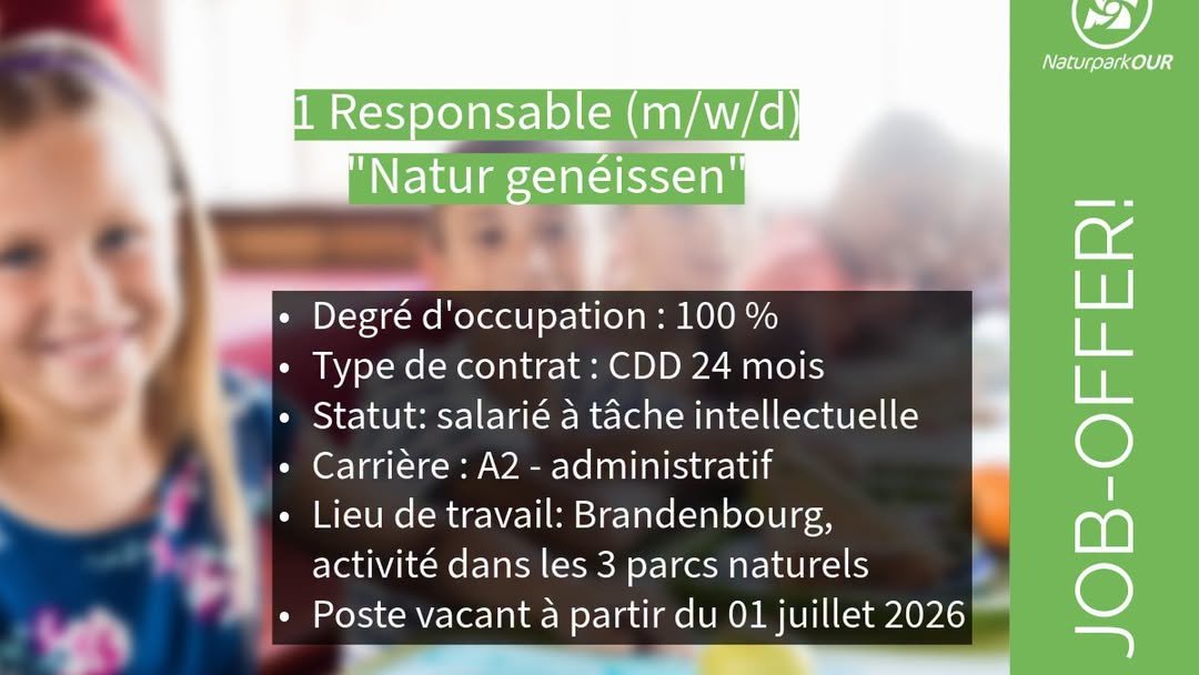 Responsable (m/f/d) mise en œuvre du programme « Natur genéissen »