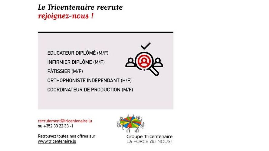 Le Tricentenaire a.s.b.l. recrute !