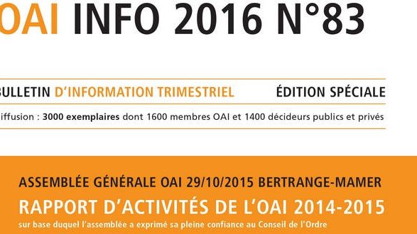 Ordre des architectes et des ingénieurs-conseils : Publication du bulletin d'information n°83