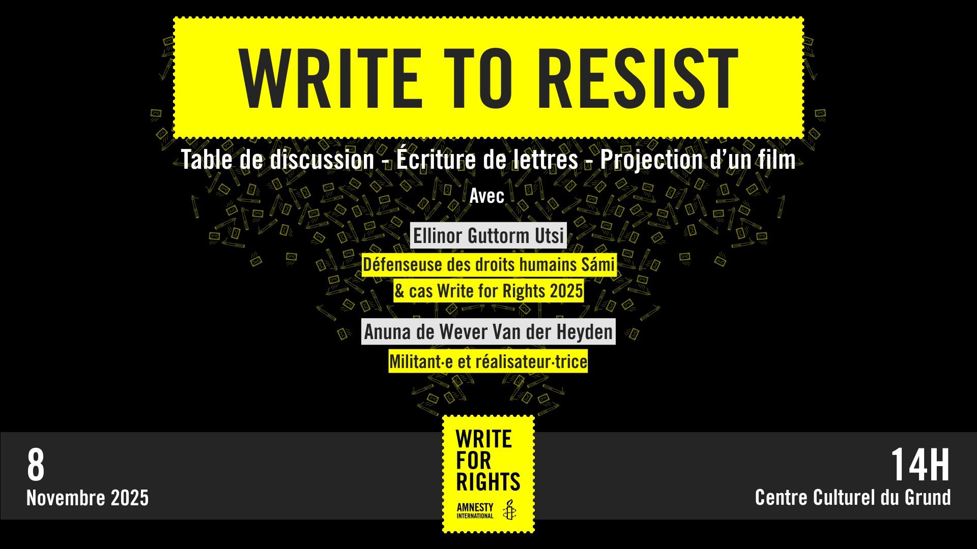 Write to Resist : un événement Amnesty International Luxembourg
