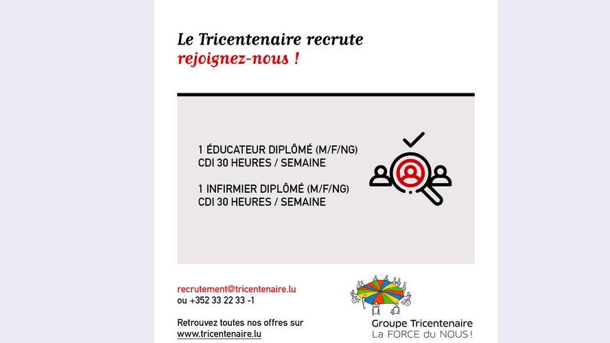 Le Tricentenaire a.s.b.l. recrute !