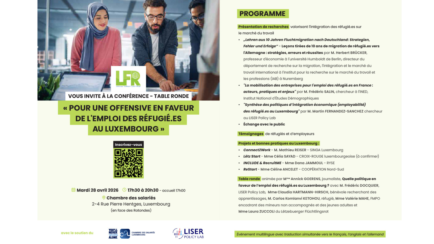 Conférence - table ronde : Offensive pour l'emploi des réfugiés au Luxembourg